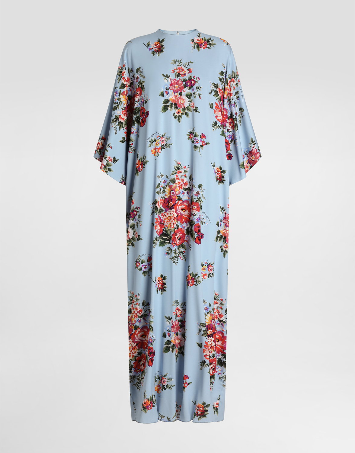 

Длинное платье из шармуза с принтом "букет цветов" DOLCE & GABBANA, мультиколор