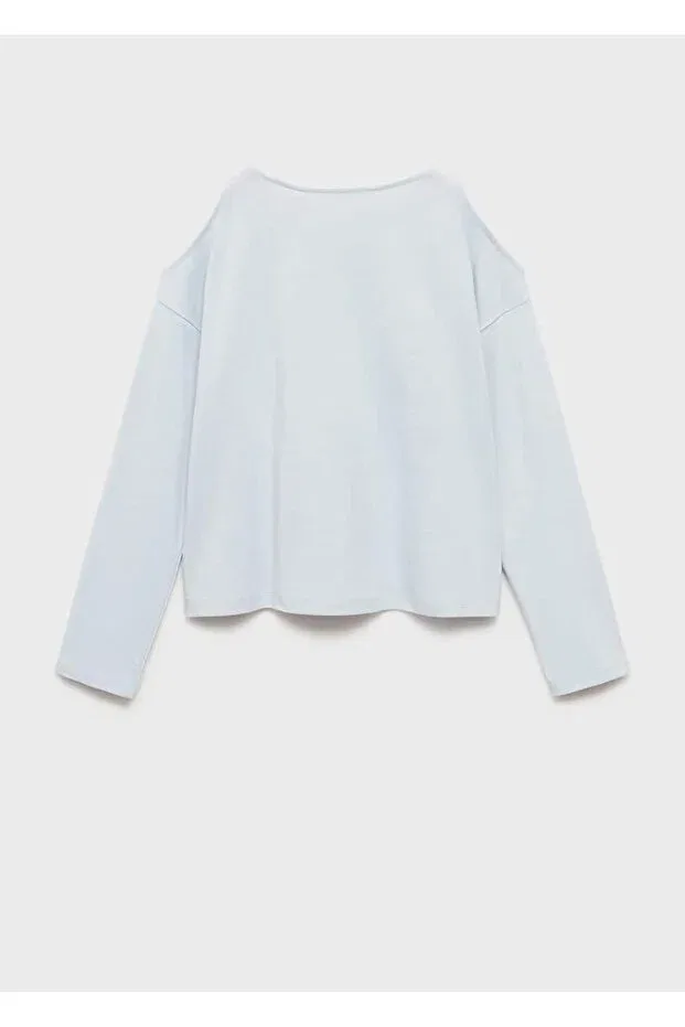 Детский лонгслив для девочек с принтом Mango Kids, Sky Blue — фото 2