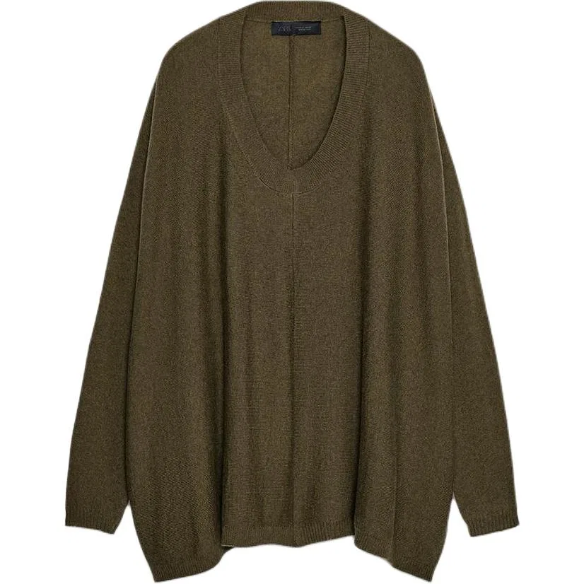 Женский свитер с круглым вырезом, Green, ZARA