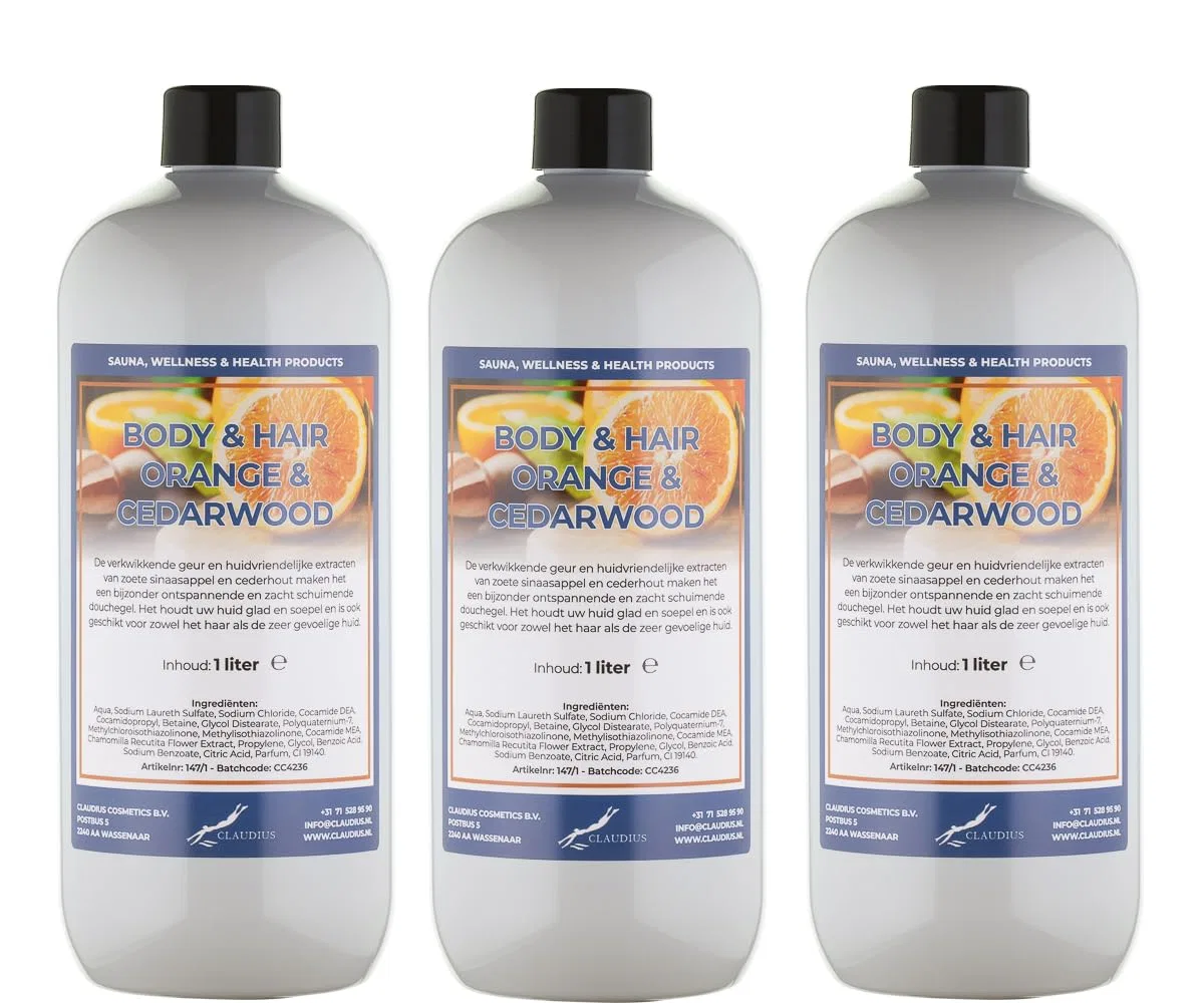 Набор шампунь и кондиционер для тела и волос Sweet Orange & Cedarwood, Claudius, 3 шт по 1 л
