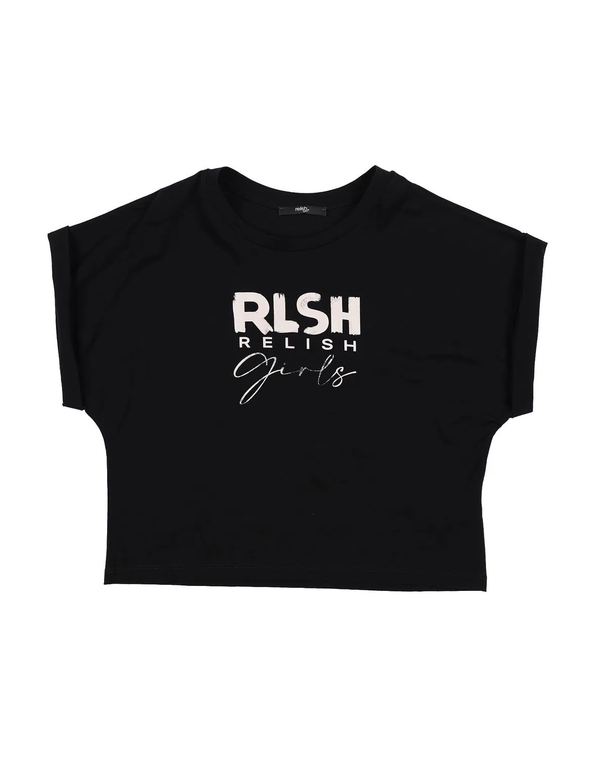 Детская футболка для девочек с принтом Relish, черный