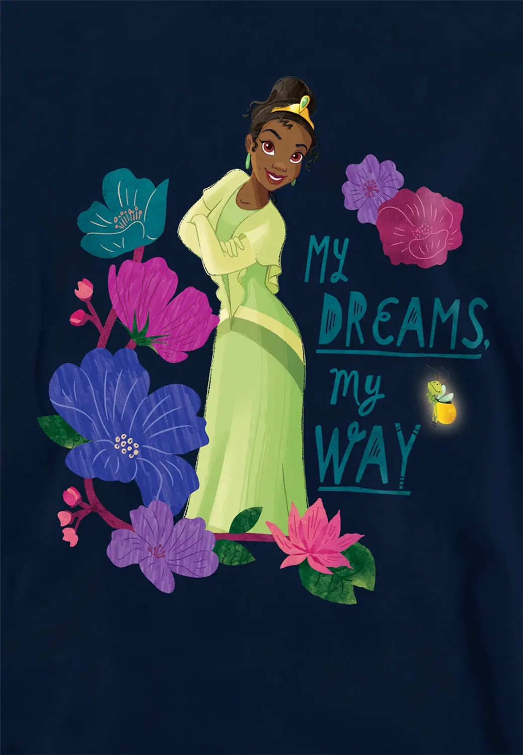 Детский худи с принтом The Princess and the Frog Tiana My Dreams My Way Disney, Navy — фото 2