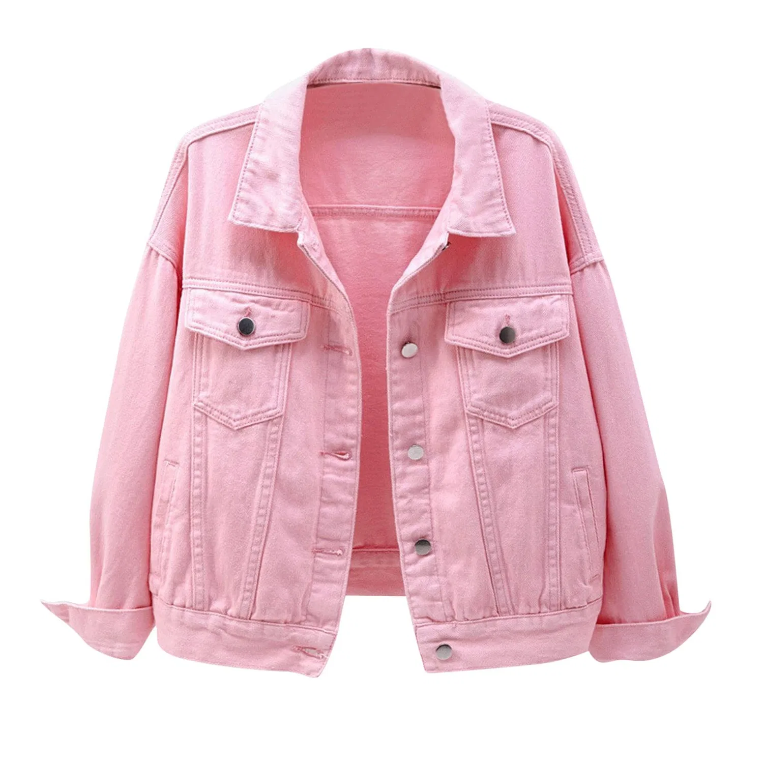 Женская джинсовая куртка с принтом Women Color Denim Jacket, rosa