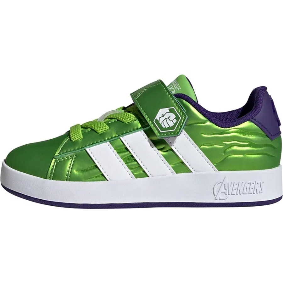 Кроссовки детские с 3D-логотипом Marvel Avengers Grand Court adidas, Зеленый — фото 2