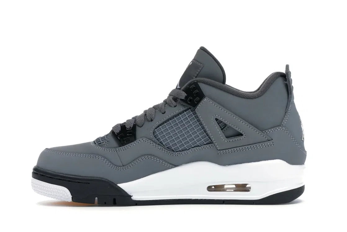 Детские кроссовки Lifestyle с замшевым верхом Jordan 4 Retro, Cool Grey/Chrome-Dark Charcoal-Varsity Maize — фото 3
