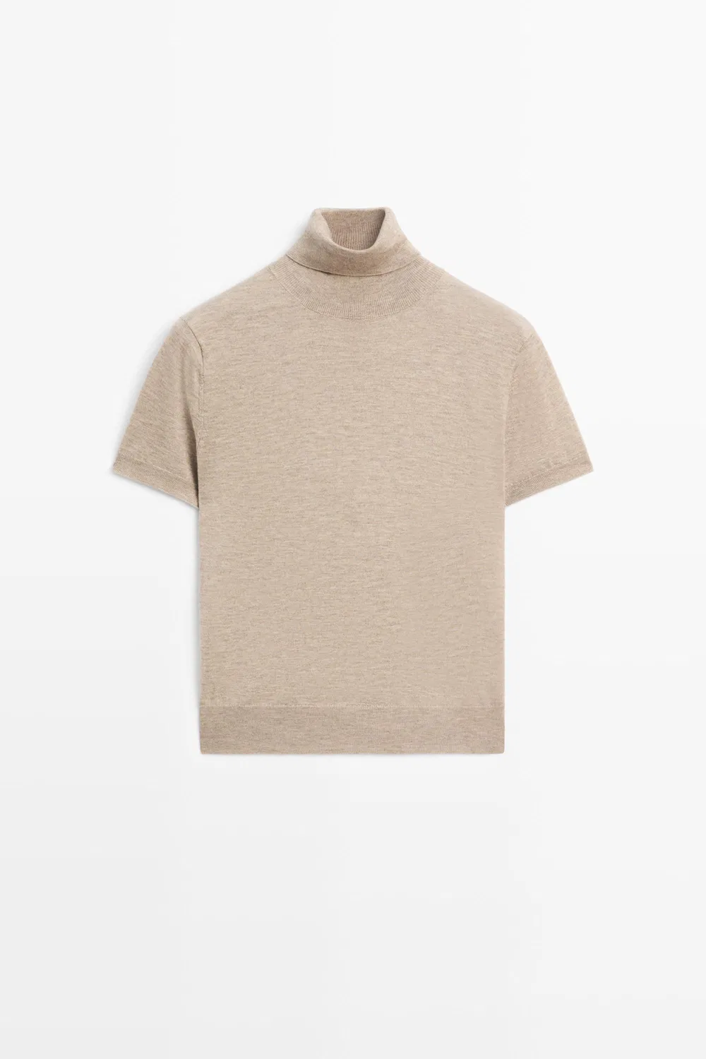 Свитер Massimo Dutti Turtleneck Knit, бежевый меланж — фото 2