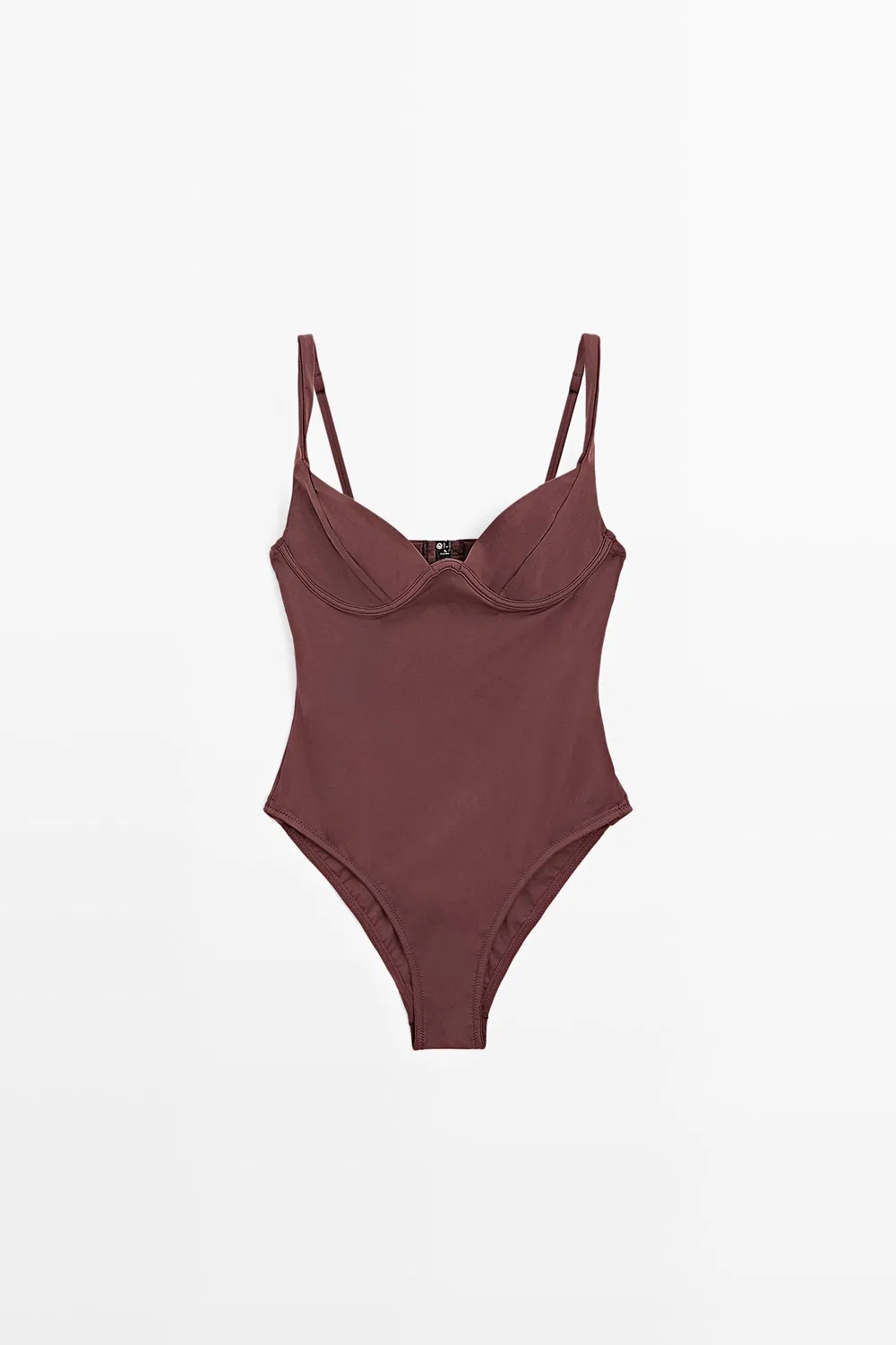 Купальник Massimo Dutti, на косточках со широкими бретелями, коричневый — фото 2