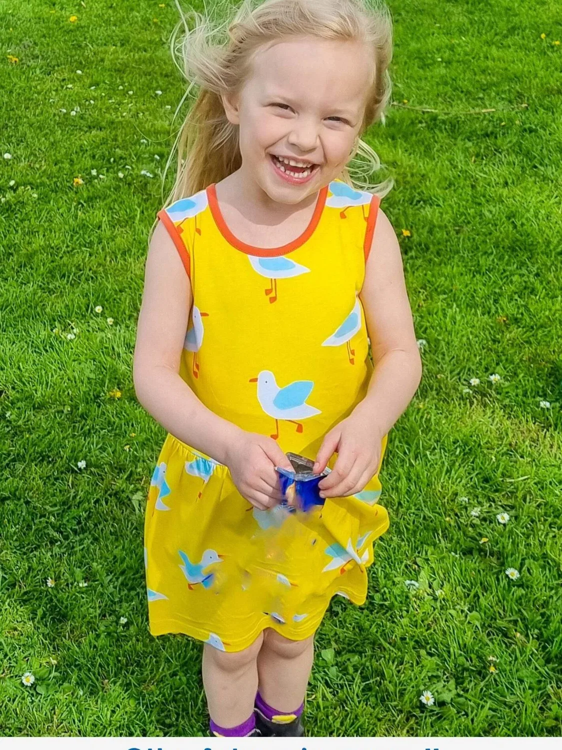 Желтое платье Toby Tiger Bio-Baumwoll Kinder Sommerkleid mit Möwen-Druck' — фото 3