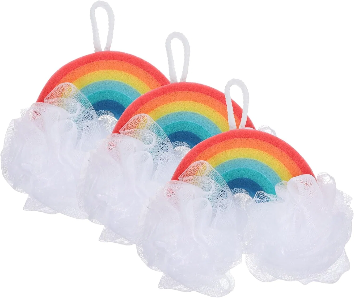 Набор мочалок для душа Rainbow Bath Sponge STOBAZA, 3 шт, мультиколор