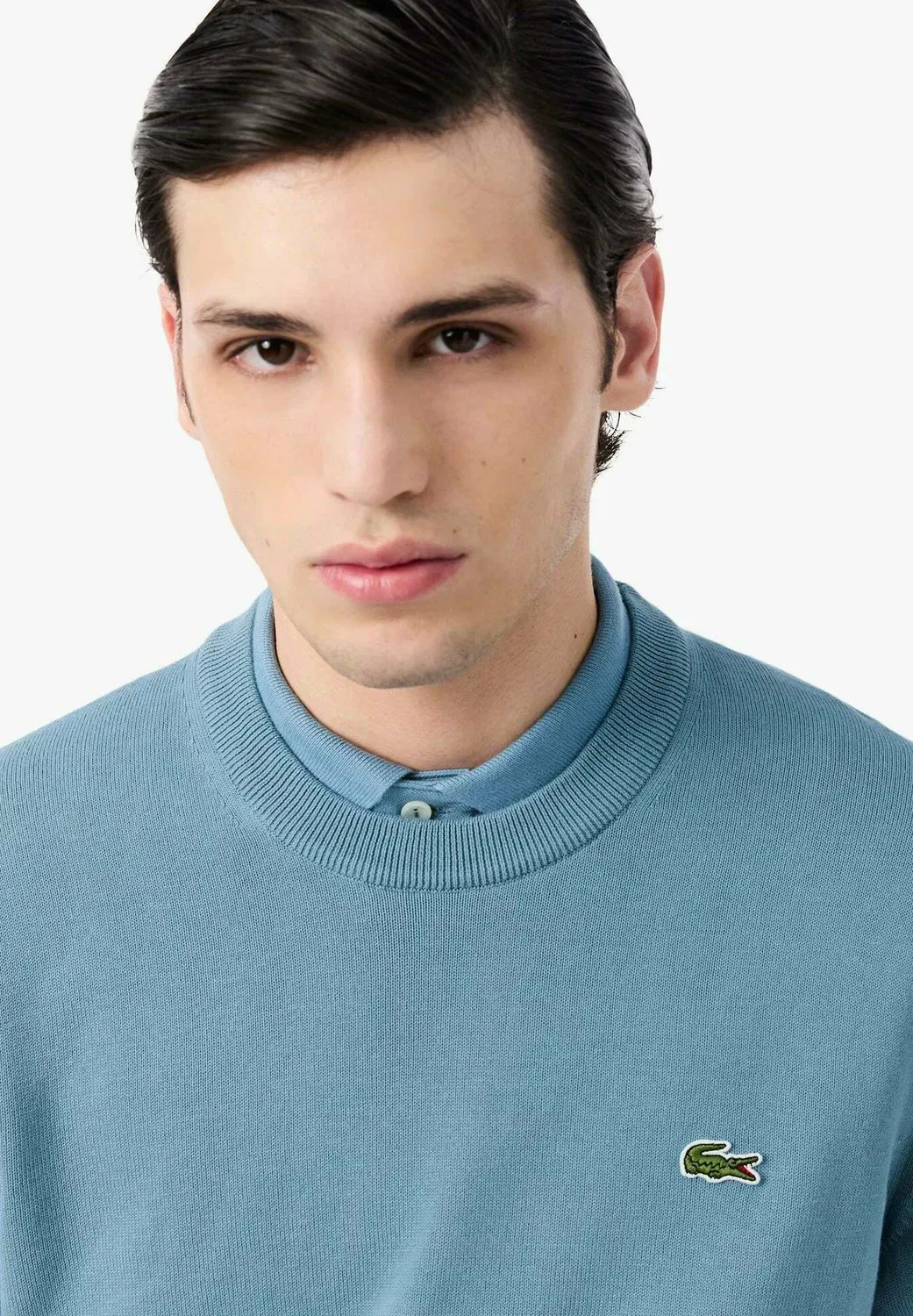 Мужские свитера с круглым вырезом Ab148 - вязаные джерси Lacoste, Azul Celeste — фото 4