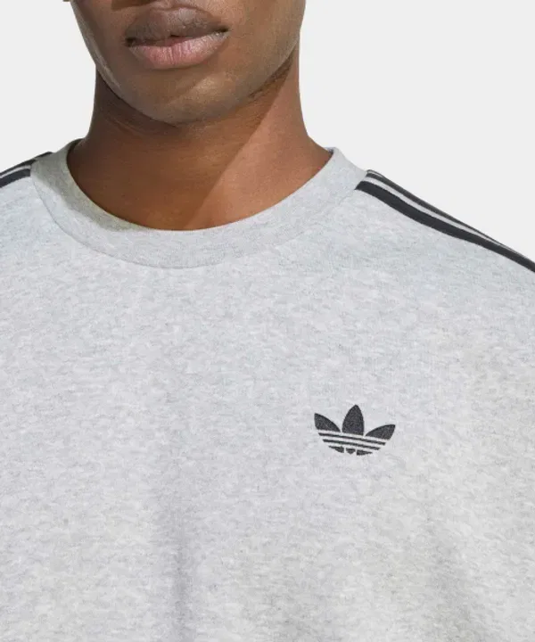 Свитшот оверсайз с 3 полосками, Adidas, серый — фото 4