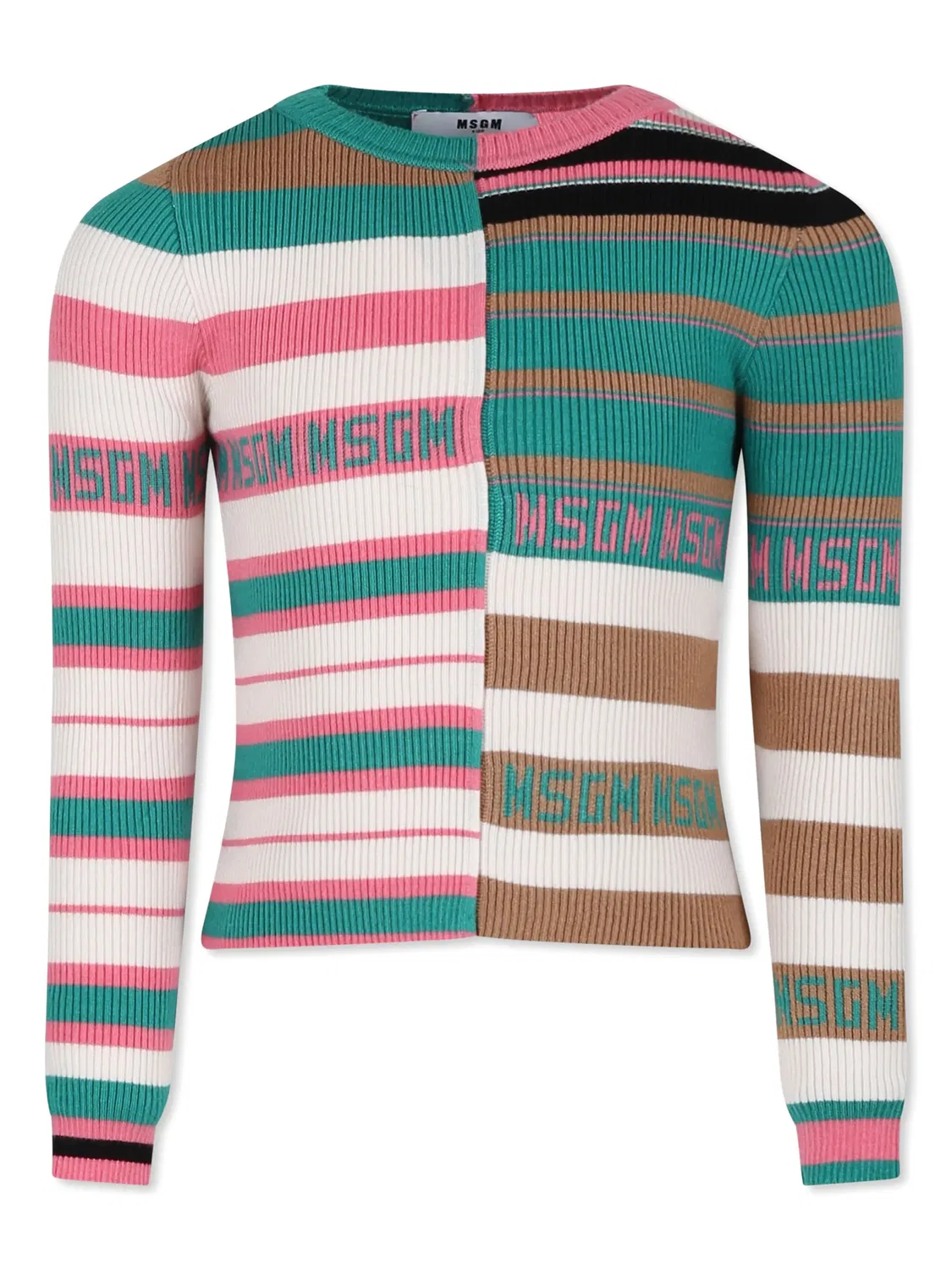 Пуловер в полоску MSGM, зеленый