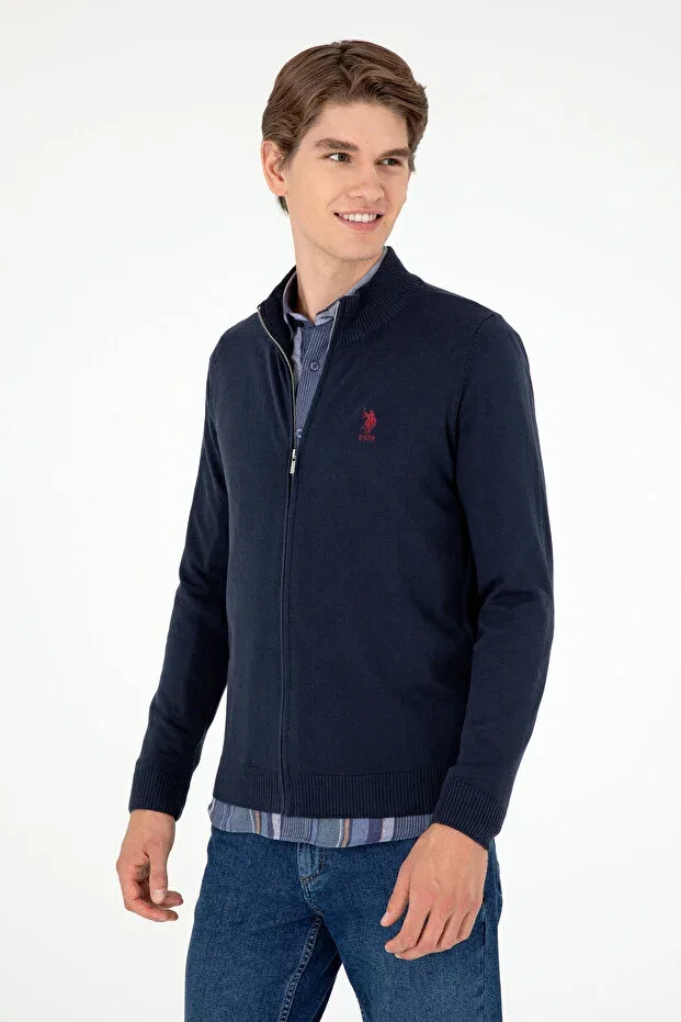 Мужской кардиган с длинным рукавом Basics U.S. Polo Assn., Navy Blue — фото 3