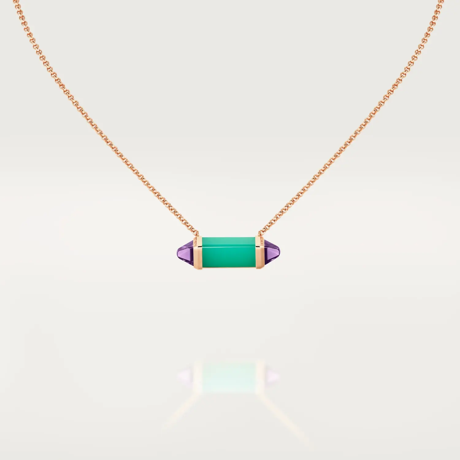 

Колье Cartier Les Berlingots de Cartier, розовое золото/хризопраз/аметист