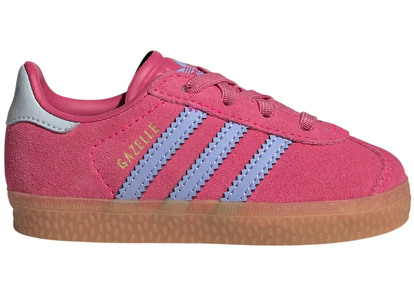 Детские кроссовки для мальчиков и девочек с удобной застежкой Adidas Gazelle Comfort Closure, Shock Pink/Blue Spark/Halo Blue