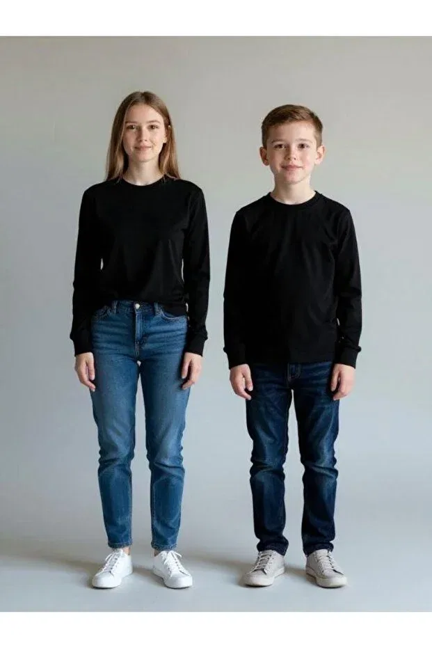 Детская футболка для девочек хлопковая Basic Long Sleeve Zekids, Black — фото 4