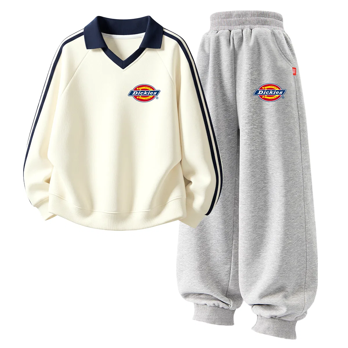 Детский комплект из двух лонгсливов с логотипом S Logo Thick K, Dickies, Ivory White/Gray