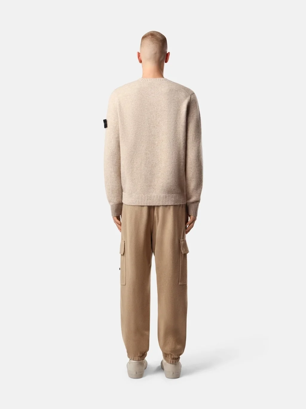 Мужской свитер Stone Island Loose-fit Crewneck With Contrast Knit Details,  песочно-меланжевый — фото 3