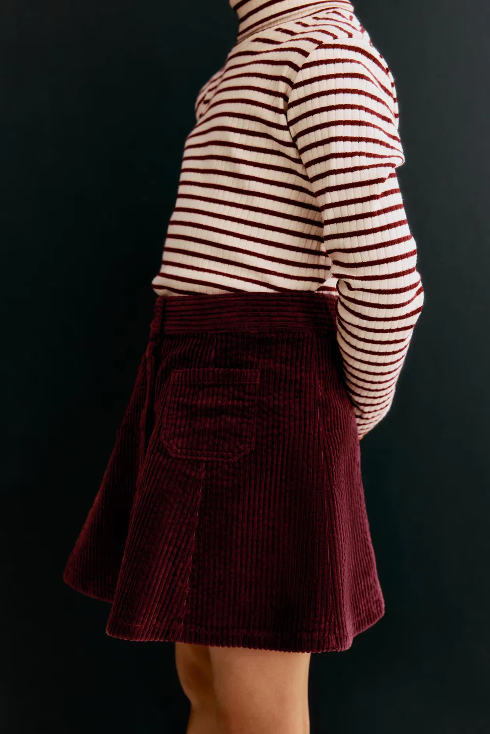 Юбка А-силуэта из вельвета H&M, Dunkelrot — фото 3