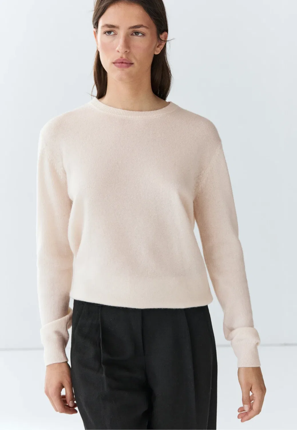 Свитер с длинными рукавами из 100% кашемира Massimo Dutti, Beige