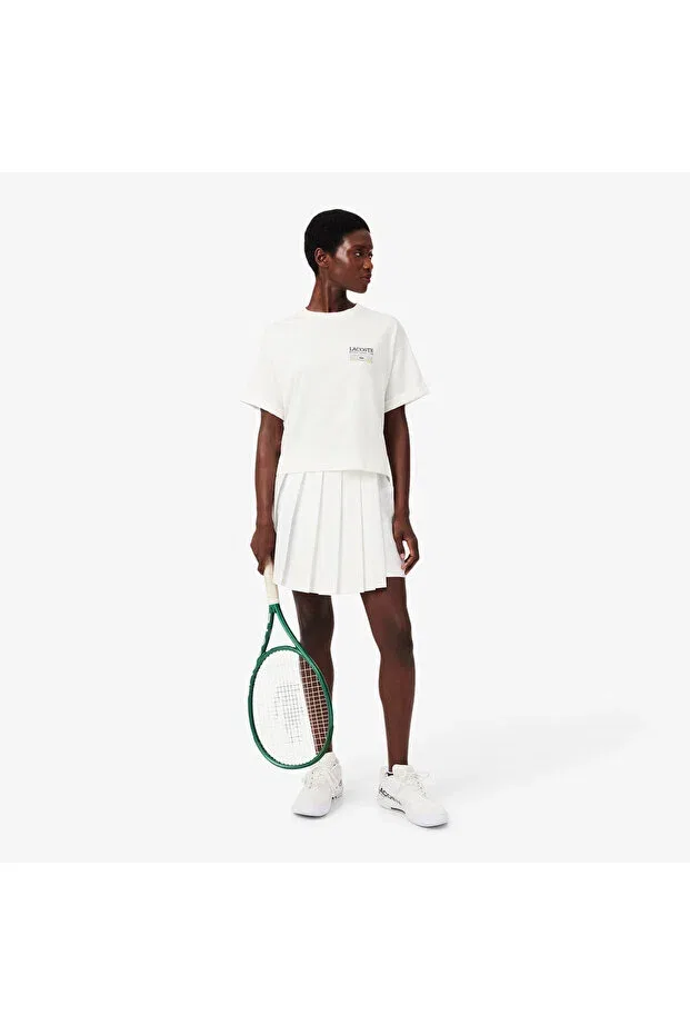 Футболка Lacoste 70V White, свободного кроя, с графическим принтом, белая — фото 4