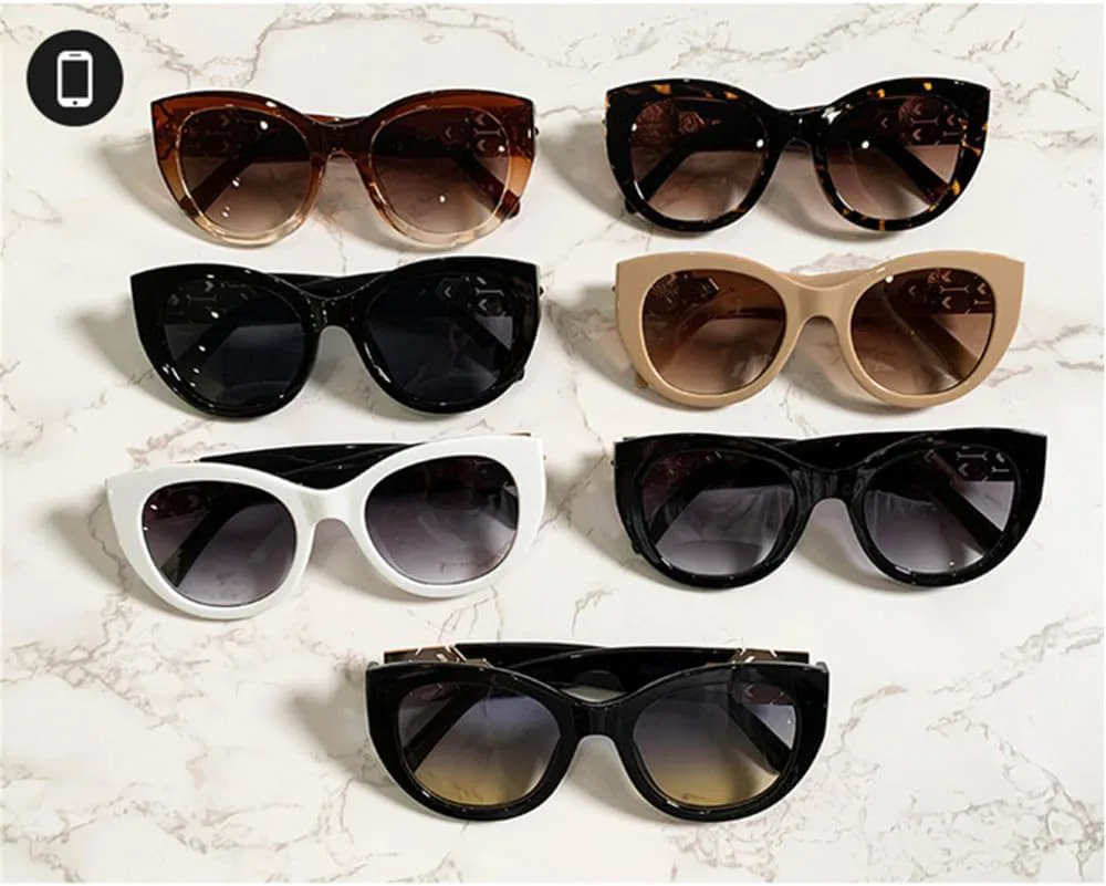 

Солнцезащитные очки «кошачий глаз» для женщин, ромбовидные очки с полыми дужками в стиле ретро для мужчин, очки с защитой от УФ-излучения UV400 HDUBFY, C6