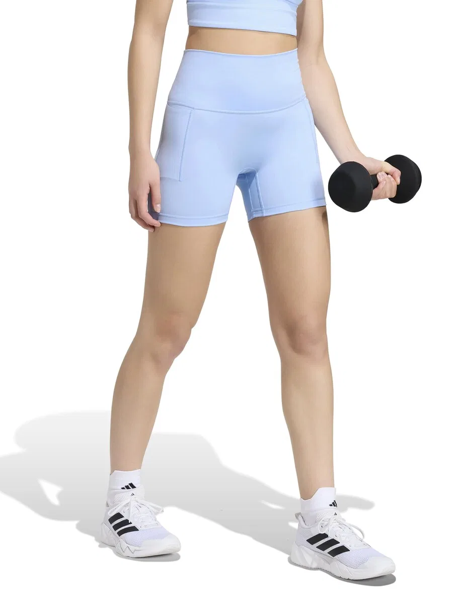 Спортивные узкие шорты ADIDAS PERFORMANCE Skinny Workout Pants 'Studio All Me' светло-голубого цвета — фото 2