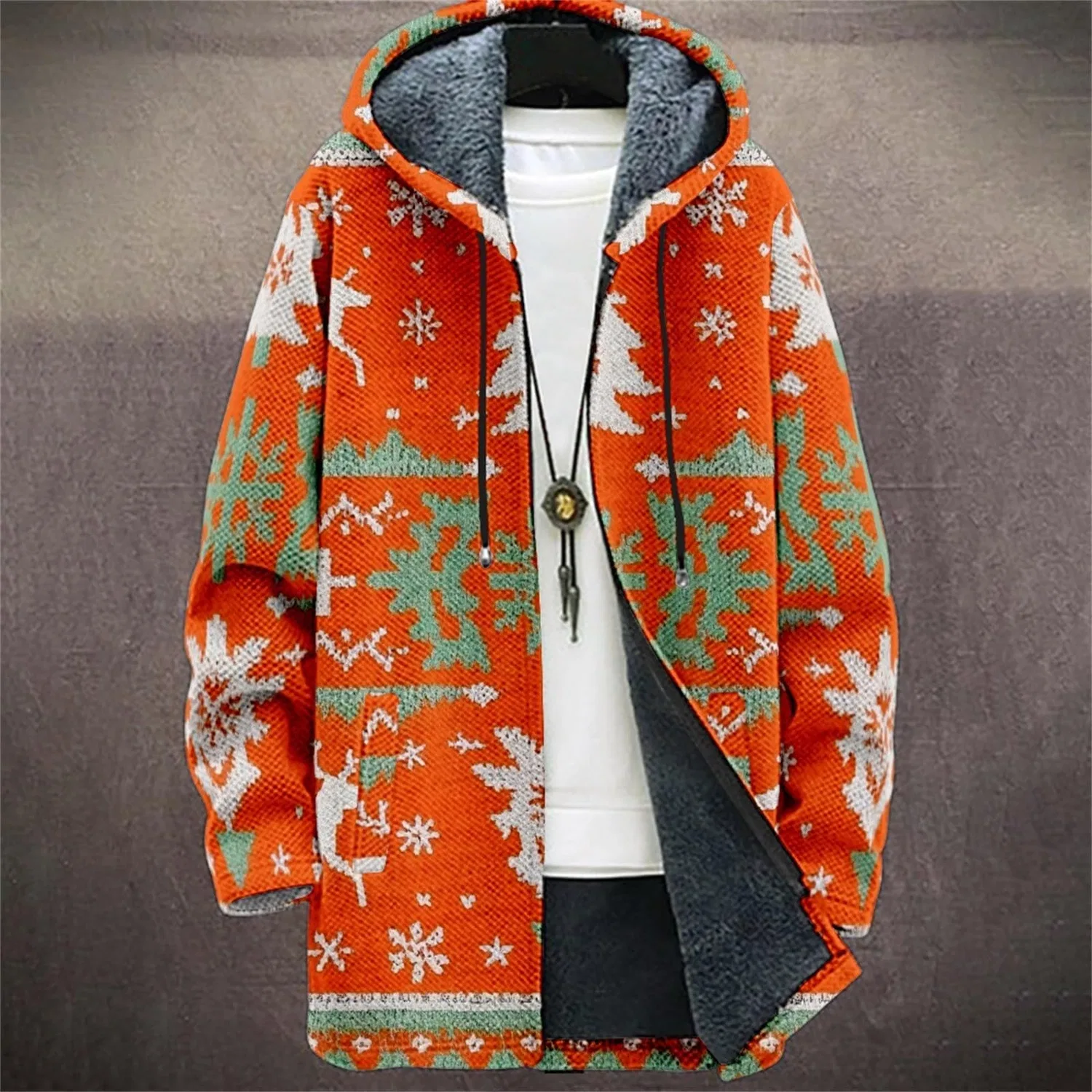 Мужская куртка с капюшоном и принтом 3D Digital Print, Orange-16 — фото 2