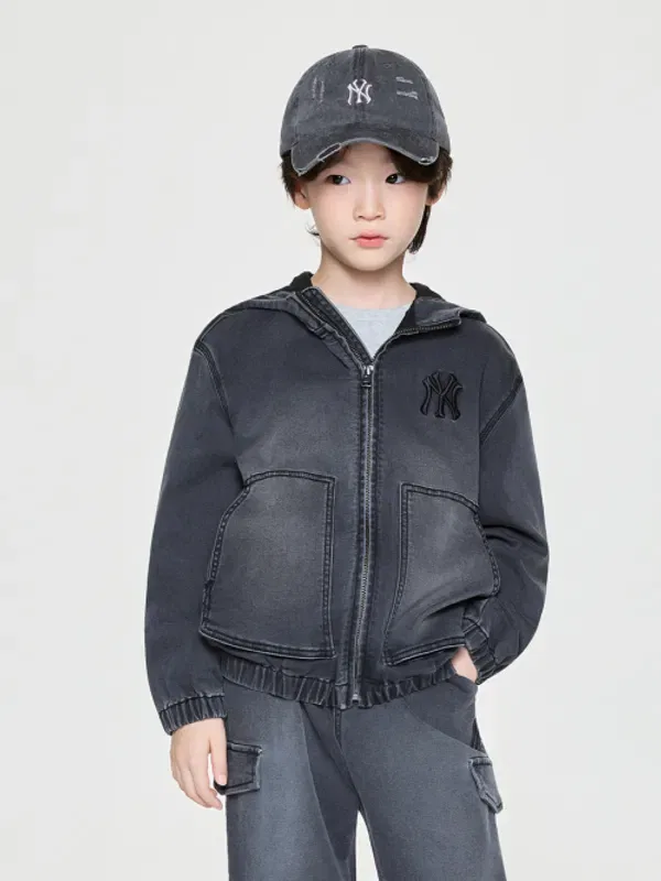 Джинсовая куртка-худи Street, ny, Mlb Kids, темно-серый — фото 4
