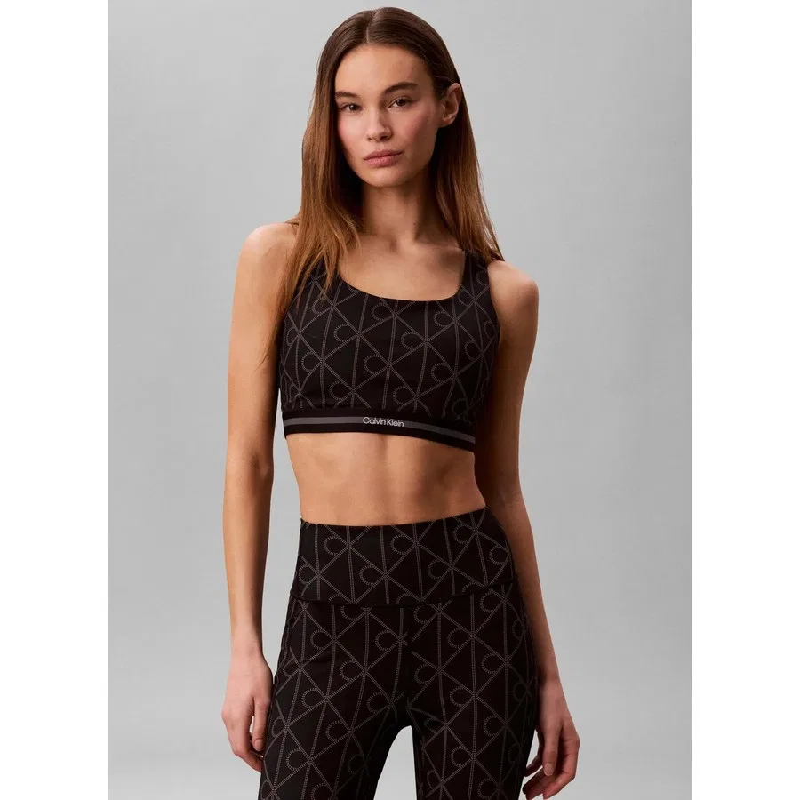 Спортивный бюстгальтер с принтом Icon Sport Medium Support Bra Calvin Klein, Черный — фото 4
