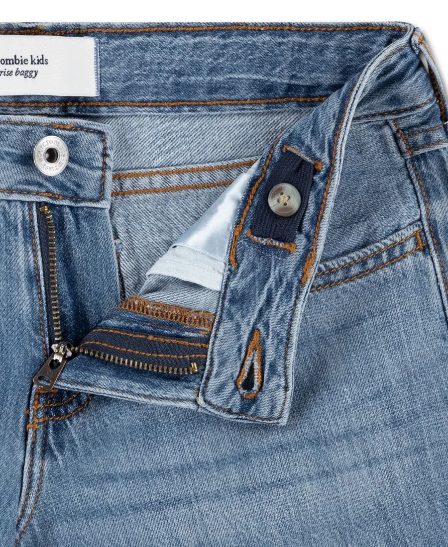 Детские джинсы свободного кроя с принтом бабочки abercrombie kids, Dark Blue — фото 3