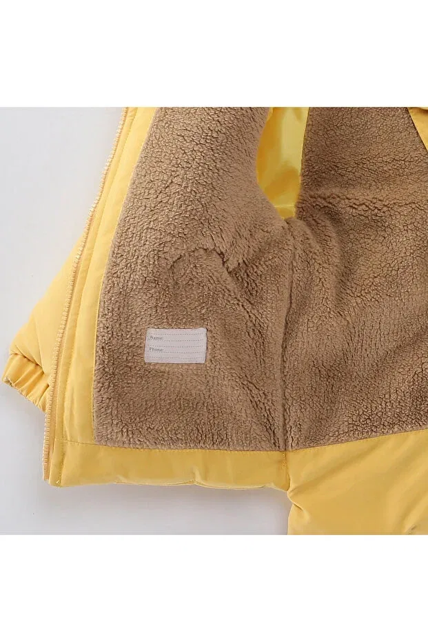 Детское пальто для девочек из плюшевого кроличьего флиса Midimod Gold, Yellow — фото 4