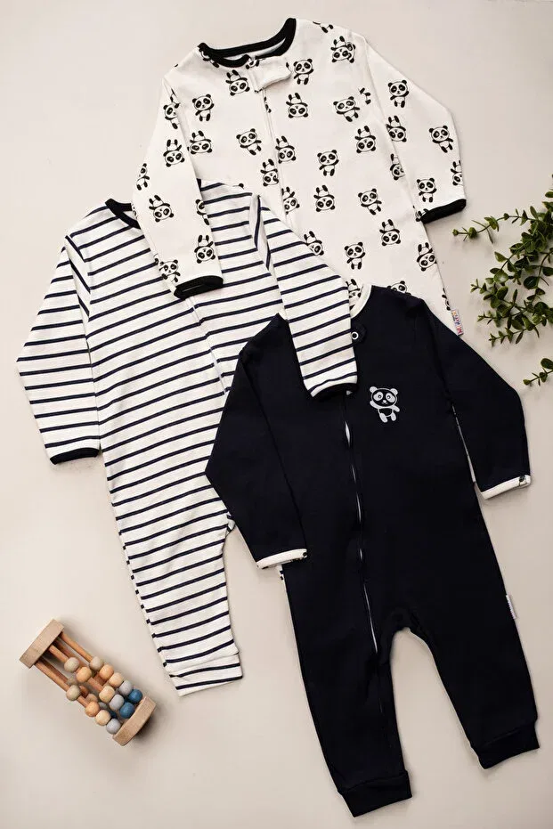 Детский комплект комбинезонов с принтом Panda Mybabydukkan, White