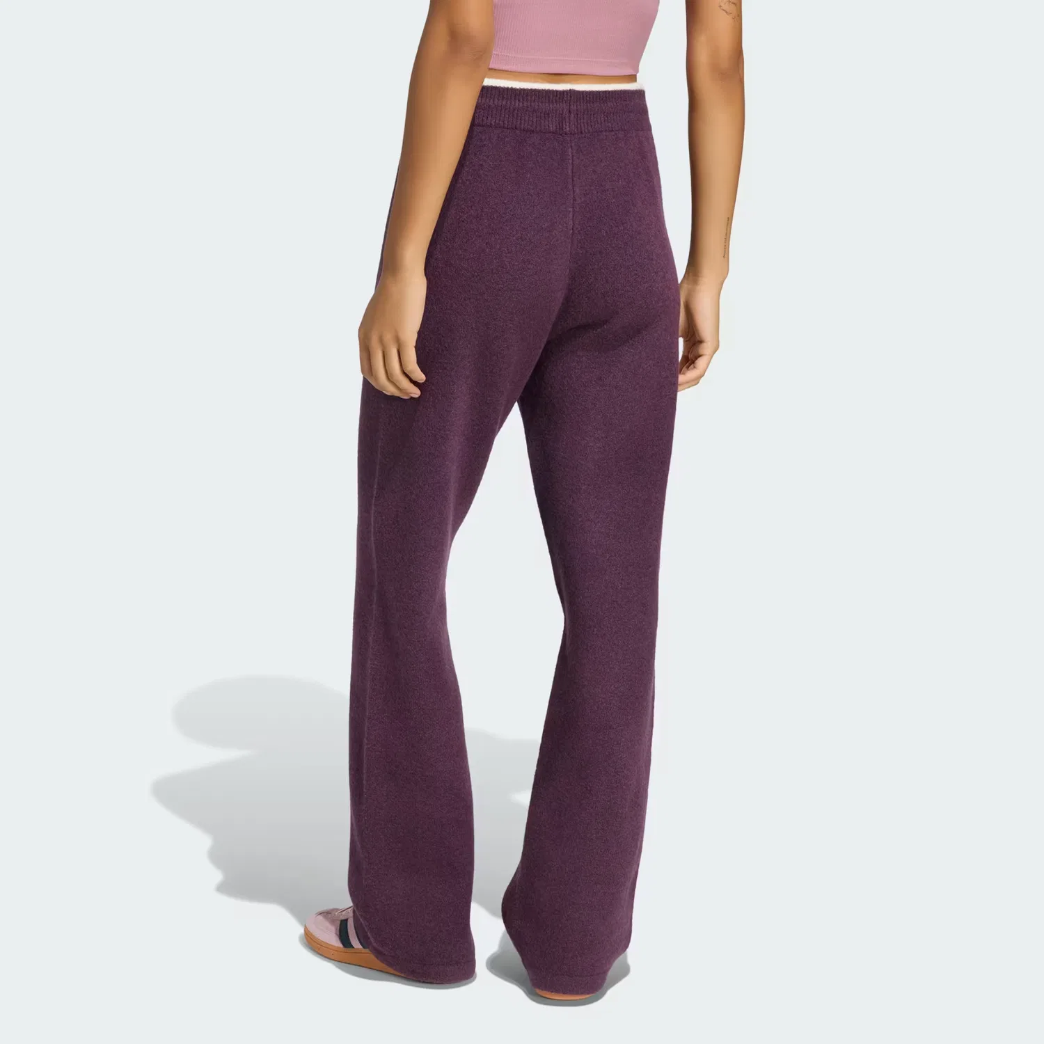 Женские вязаные брюки свободного кроя Knit Tipping Pants Adidas Originals, Noble Red/Кремово-белый — фото 2