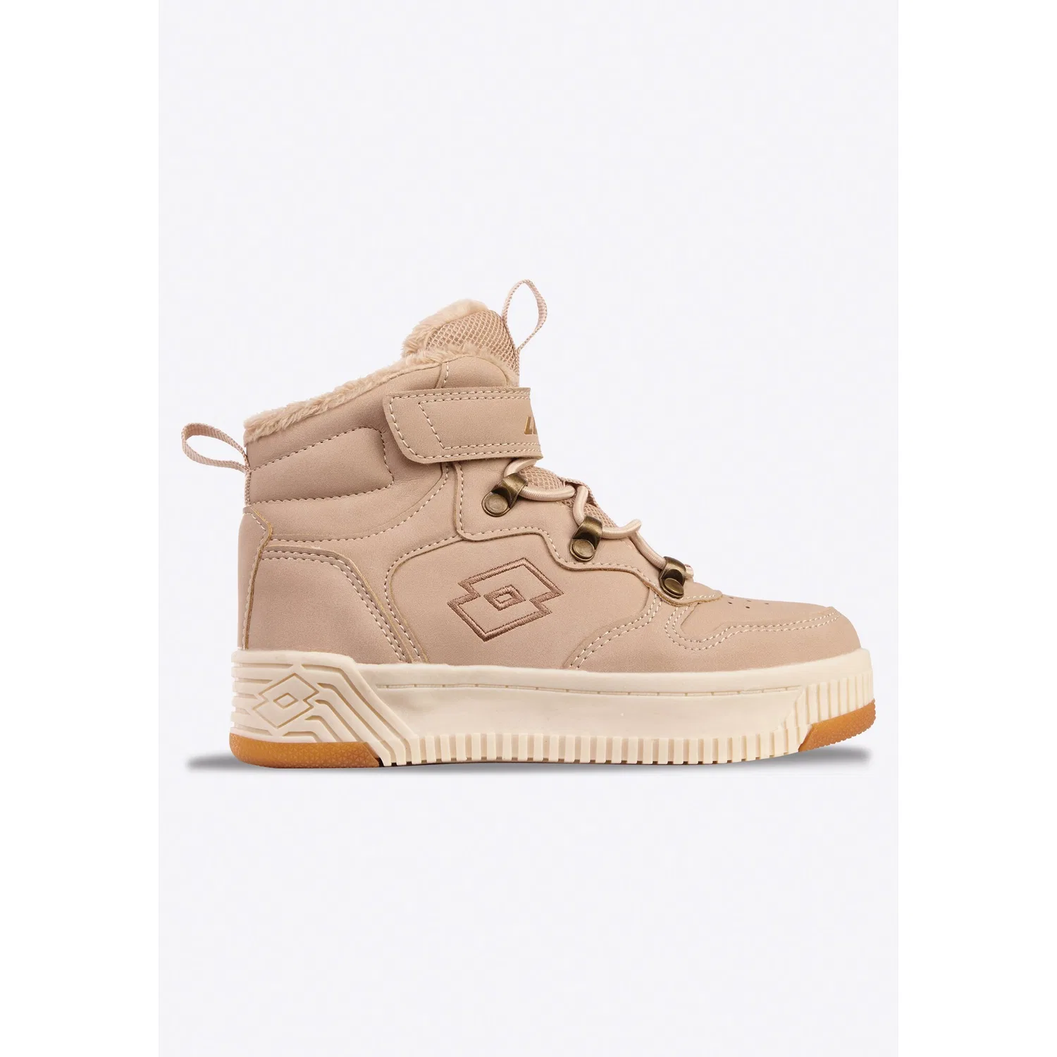 Детские зимние кроссовки-ботинки на липучке lotto, Beige/Off-White