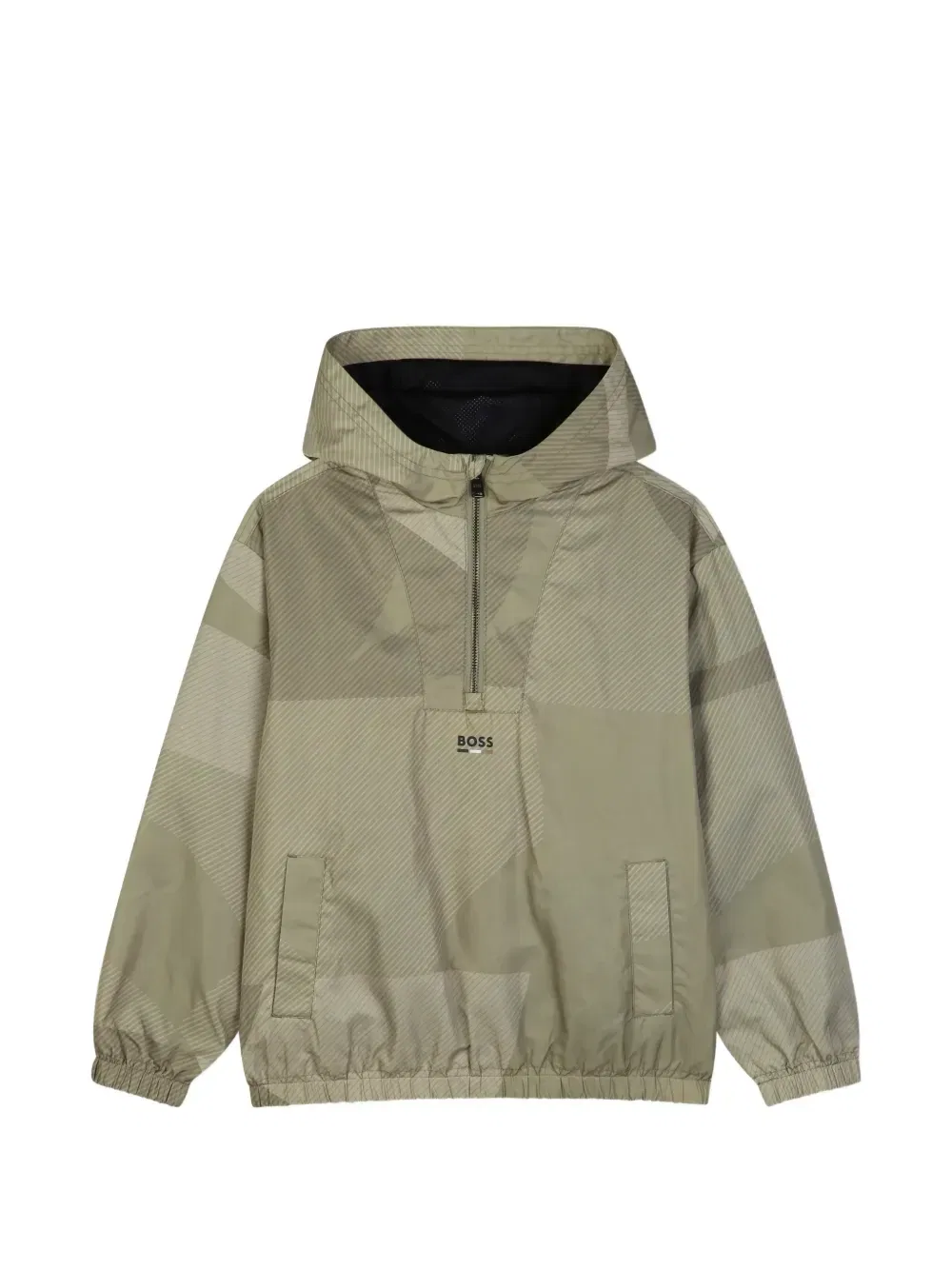 Ветровка с капюшоном и геометричным принтом Boss Kidswear, зеленый