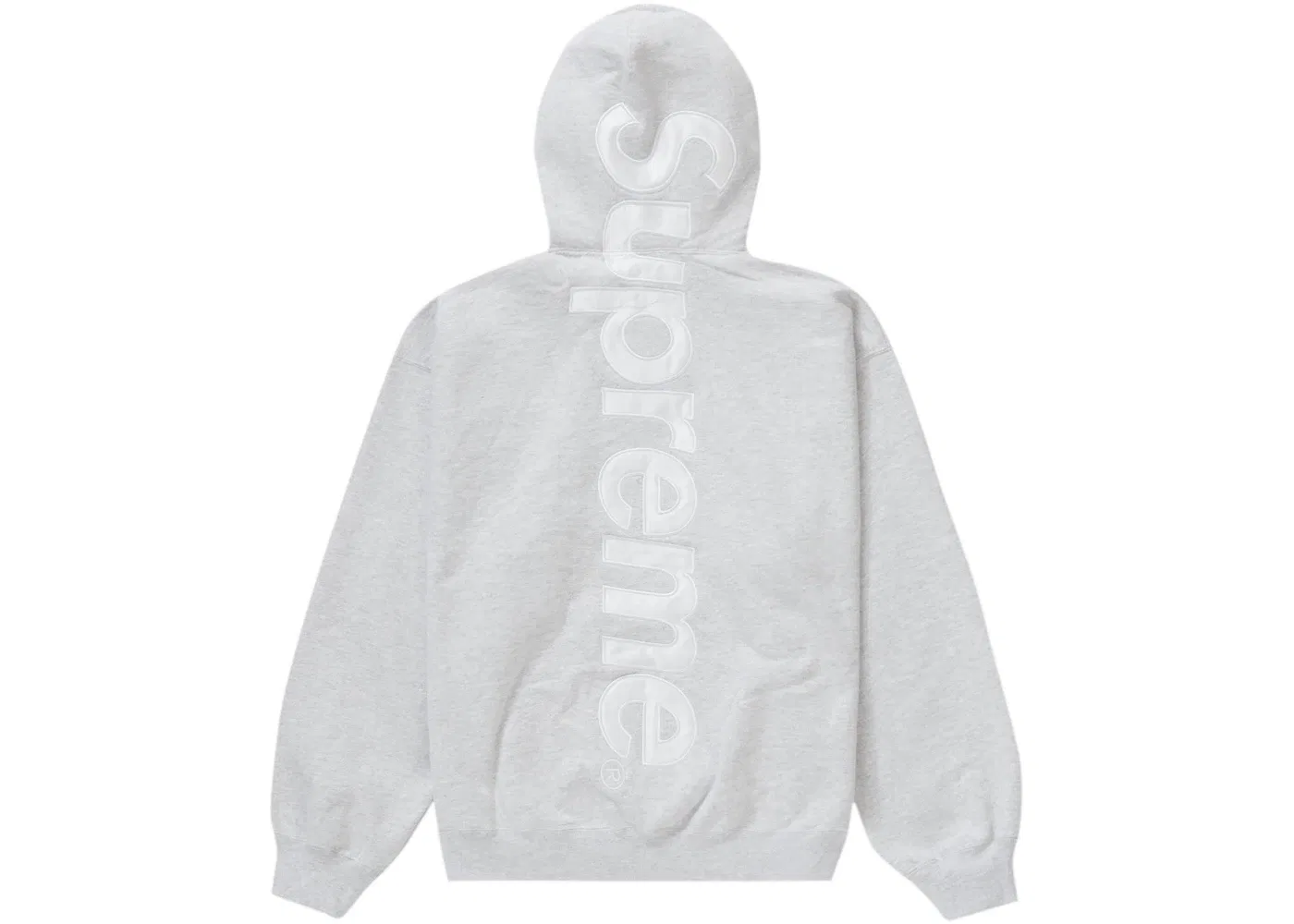 Мужской свитшот с капюшоном с сатиновой аппликацией Supreme Sweatshirt (FW23), Ash Grey