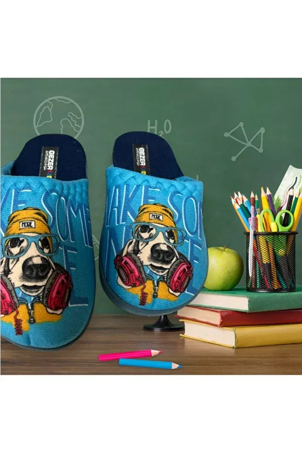 Детские тапочки для мальчиков с коротким каблуком Lion, Blue