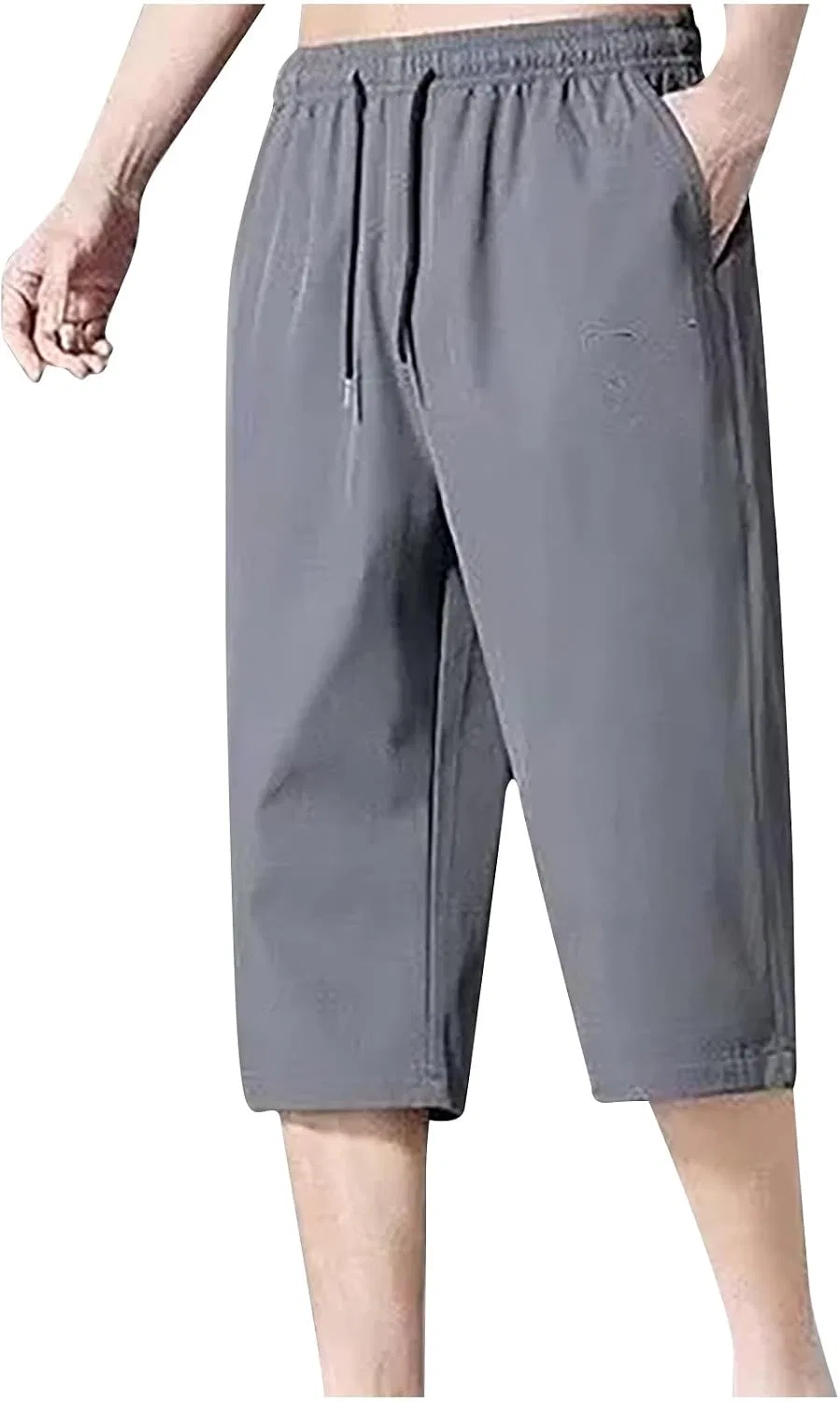 Мужские капри с принтом, модель Mens Below Knee 3/4 Capri Pants, тёмно-серый