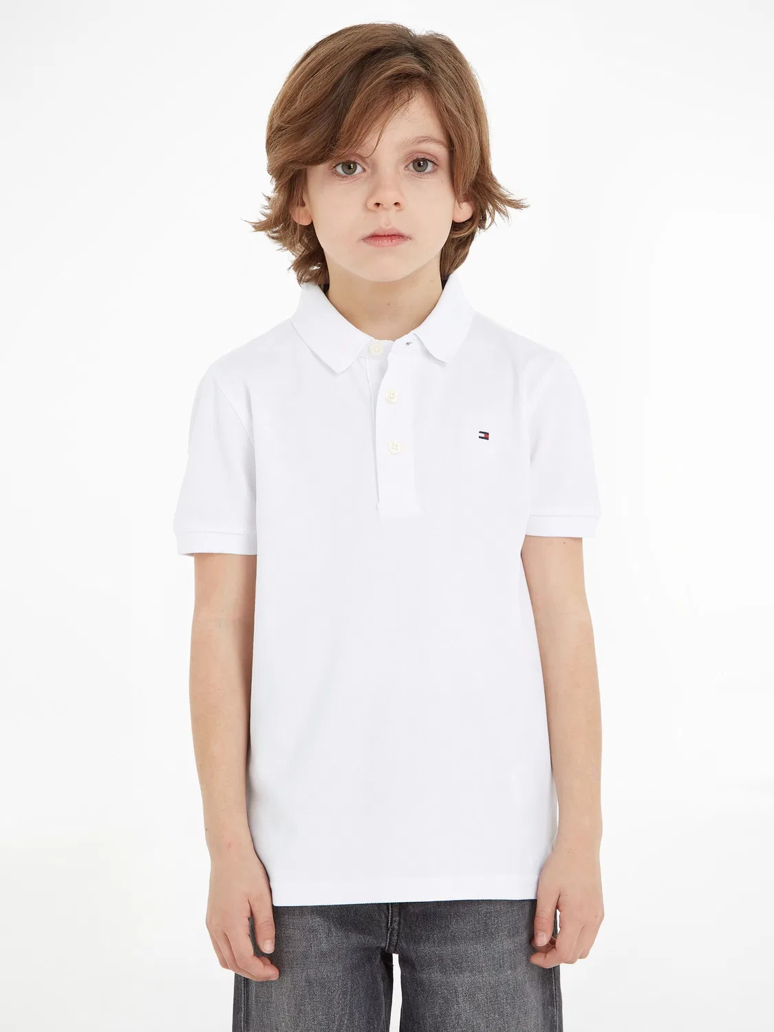 Поло, хлопок Tommy Hilfiger, Off White