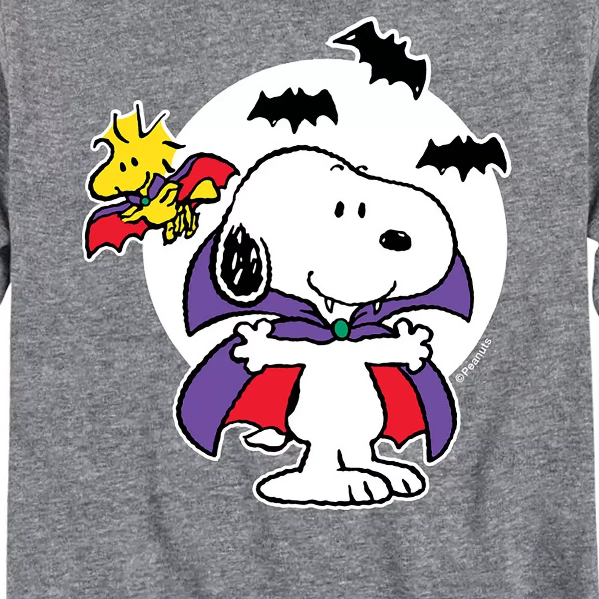 Детская футболка с длинным рукавом с принтом Snoopy Woodstock Vampire Peanuts, Black — фото 2