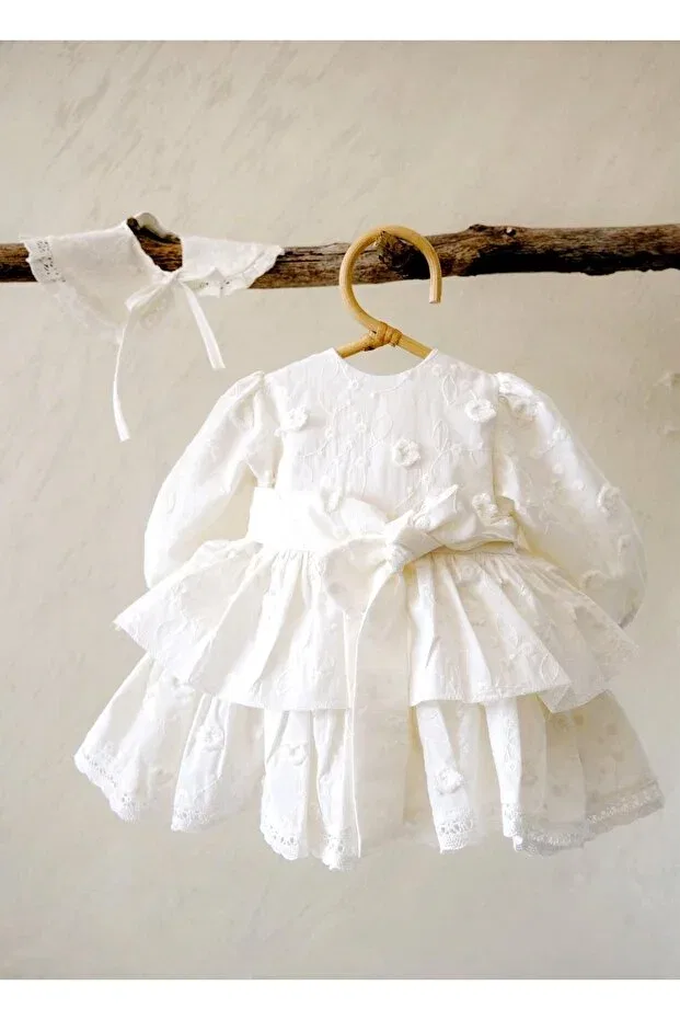 Детский комплект платьев с банданой и воротником Muukh Store, White