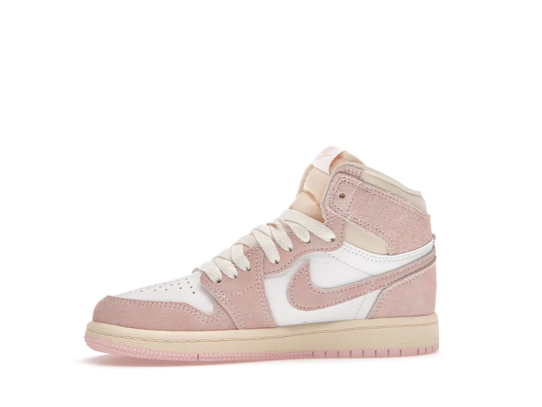 Детские кроссовки с розовым принтом Jordan 1 Retro High OG Jordan, Atmosphere/White/Muslin/Sail — фото 3