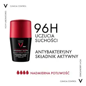 Vichy Homme Clinical Control 96 H шариковый антиперспирант для мужчин, 50 мл — фото 3