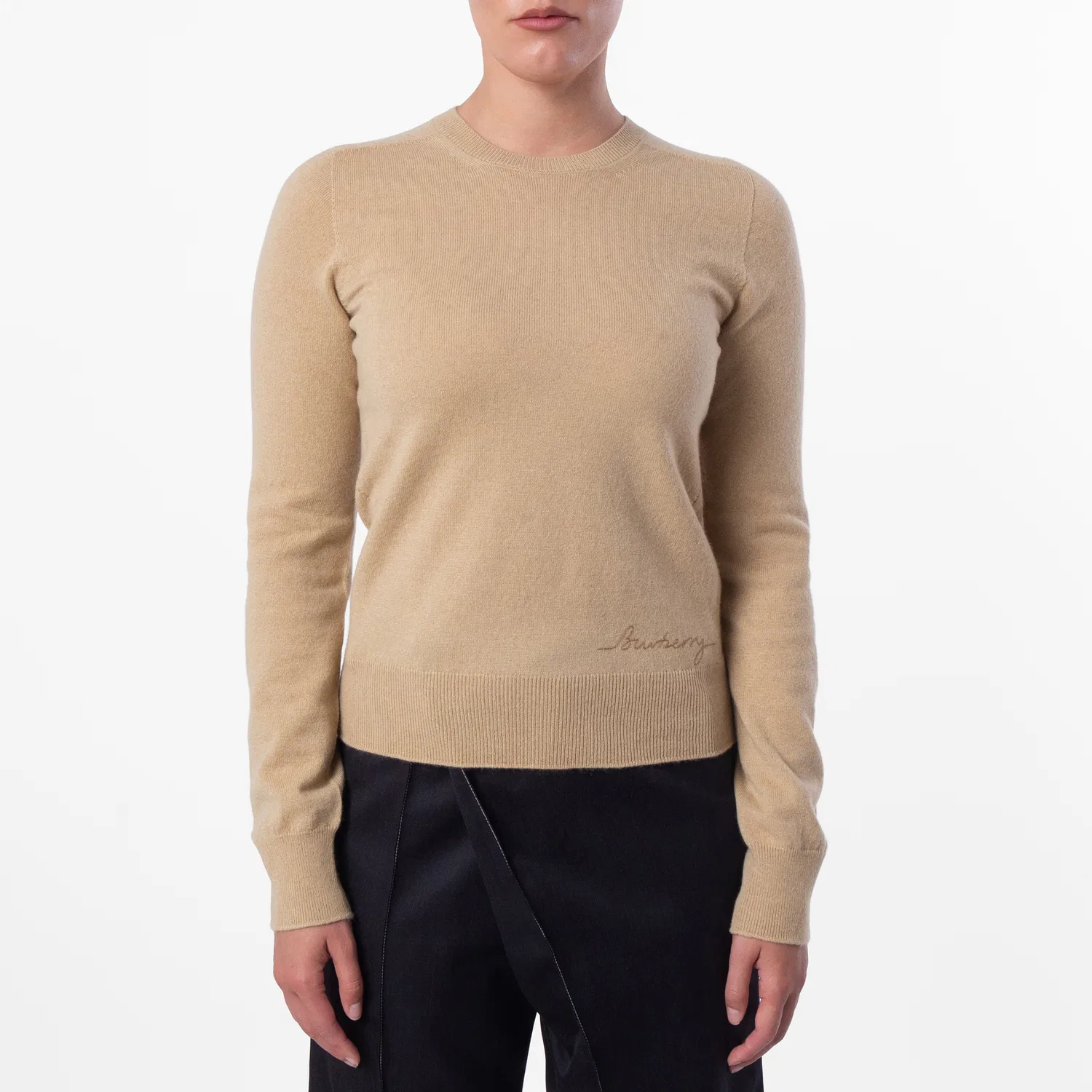 Свитер кашемировый с вышивкой Embroidered Logo Burberry, Flax