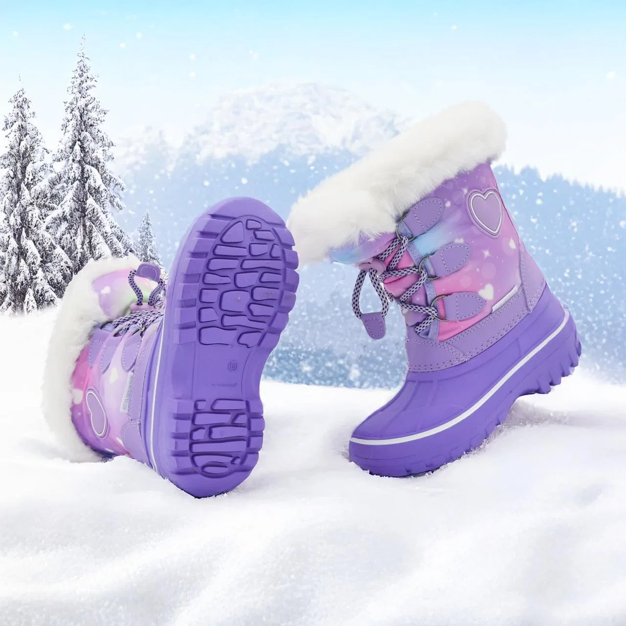 Детские зимние снежные ботинки с подсветкой Nova Mountain Light Up для мальчиков и девочек Nova Footwear, Purplemulti — фото 2