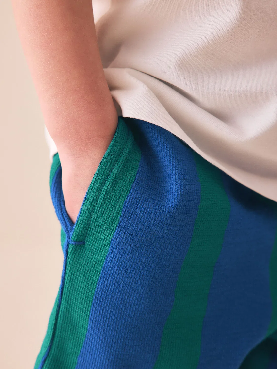 Шорты с текстурой в полоску, модель Blue/Green Stripe Textured Shorts Next, сине-зеленый полосатый — фото 4