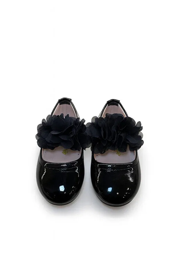 Детские балетки для девочек с принтом Shiny Lace Patent Leather Ballerinas Eren Premium, Black