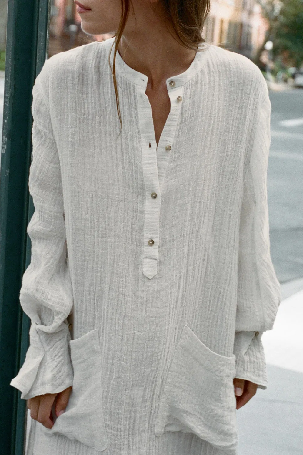 Платье-туника из 100% льна ZARA, White — фото 2