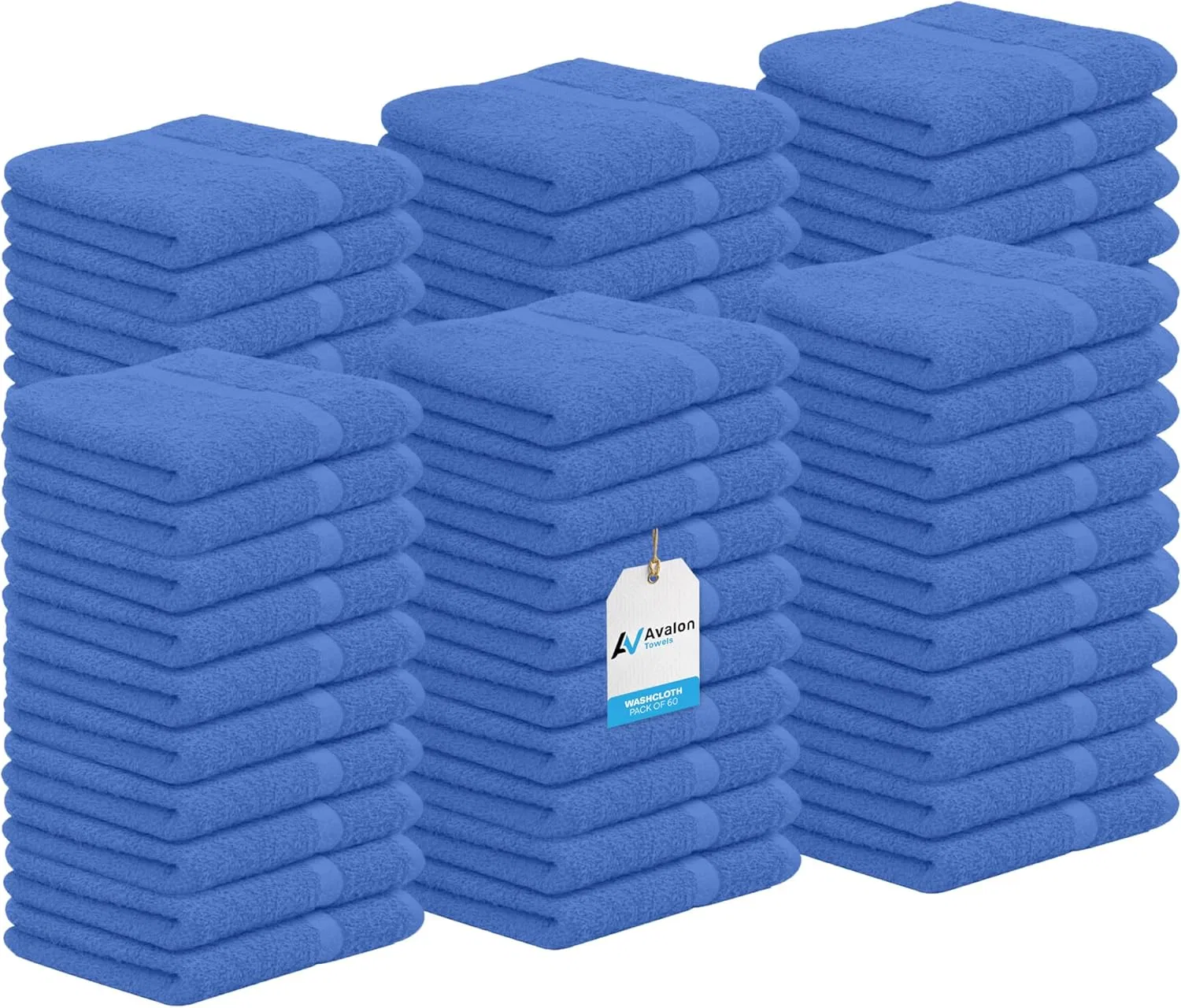 Мочалки хлопковые, Набор 60 шт, Avalon Towels, 30.5x30.5 см, Blue